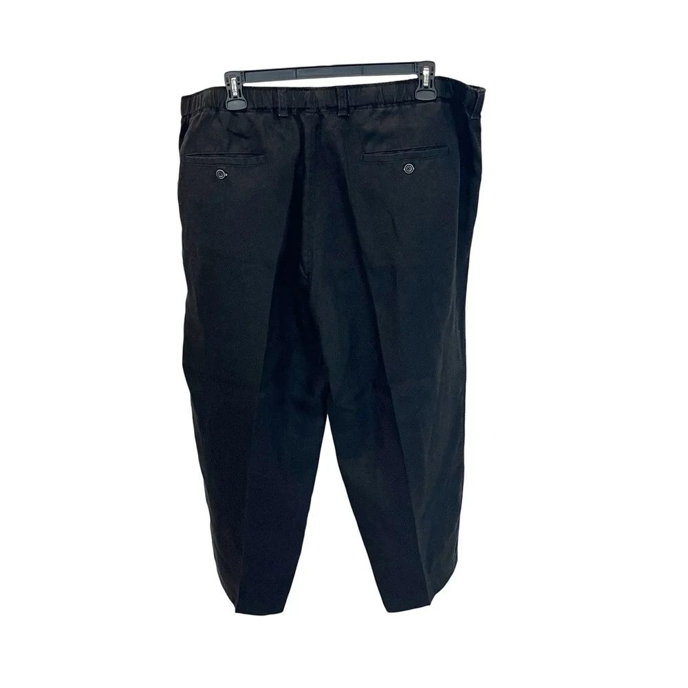 Tommy Bahama Relax Mens Black Linen Elastic Waist Pants Pockets - Size 2XB
